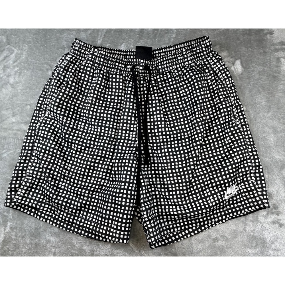 Nike Swim Trunks Men's Medium Packable Lined Shorts Black & White